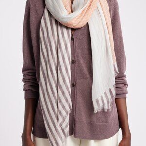 NEW Nordstrom Silk Blend Oversized Scarf 79" x 41" Striped Collage NWT